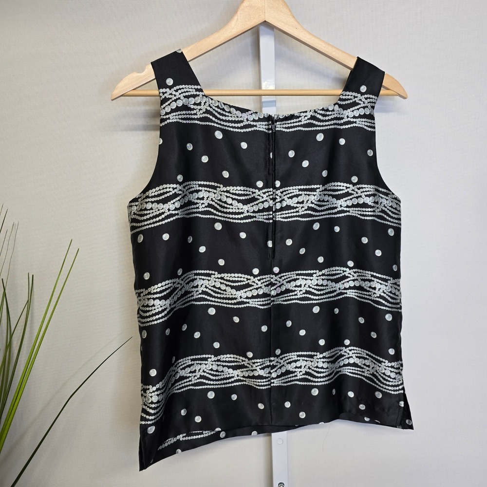 The Wilroy Traveller Vintage Black Pearl Print Sleeveless‎ Tank Top Shell Size 8